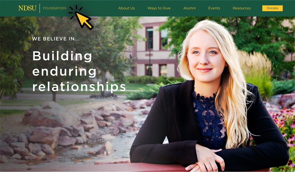 Image: Re-designed homepage of the new NDSU Foundation website