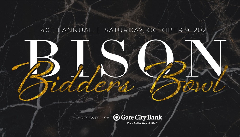 Banner: Fortieth Annual Bison Bidders Bowl | Saturday, October 9, 2021, presented by Gate City Bank