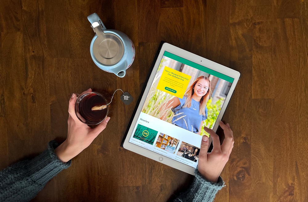 Image: Winter digital edition of the NDSU Foundation magazine, being read on an iPad