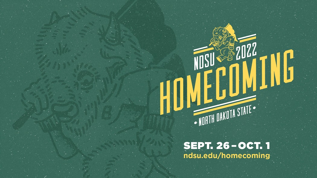 Banner: NDSU Homecoming 2022 | September 26th through October 1st | Visit ndsu.edu/homecoming